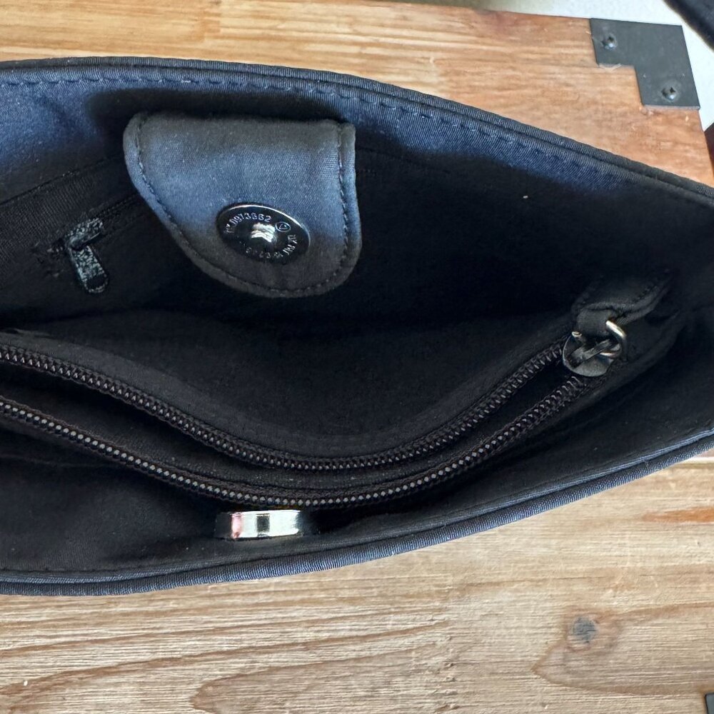 Vintage Nine West Black Fabric Double Top Handle Silver Logo Hardware Small Bag - Picture 14 of 17